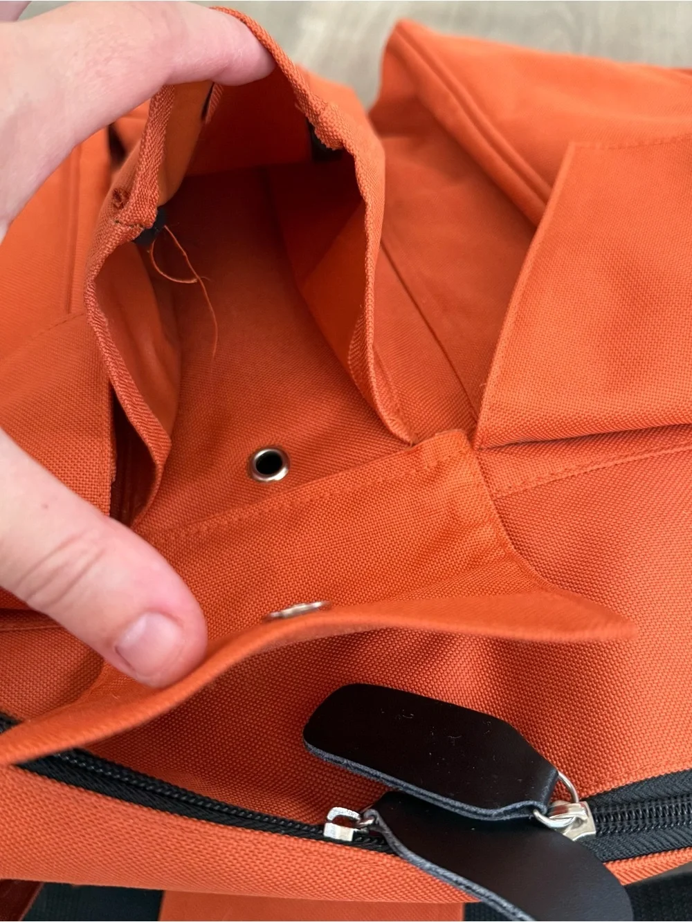 Eagle Good to Go Knitting‎ Craft Bag Orange Canvas Crossbody Pockets Zipper Tote